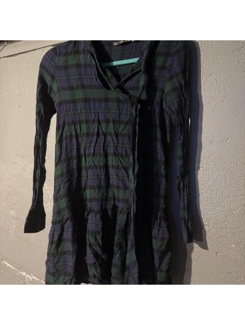 Zara Trafaluc Collection Plaid Long Sleeve Dress Size S